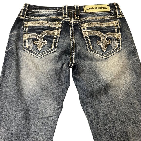 Rock Revival Jazlyn Women’s Bootcut Jeans – Size 27 (US 4) – Blue Distressed - Picture 4 of 4